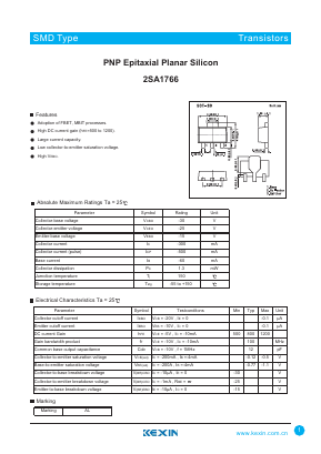2SA1766 Datasheet PDF KEXIN Industrial