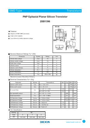 2SB1396S Datasheet PDF KEXIN Industrial