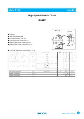 BAS28 Datasheet PDF KEXIN Industrial