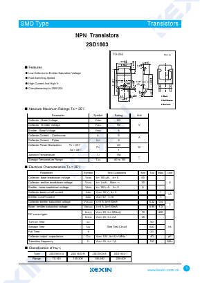 2SD1803-S Datasheet PDF KEXIN Industrial