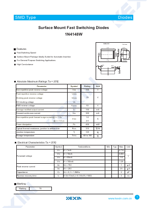 1N4148W Datasheet PDF KEXIN Industrial