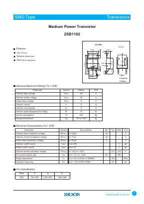 2SB1182 Datasheet PDF KEXIN Industrial