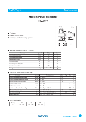 2SA1577 Datasheet PDF KEXIN Industrial