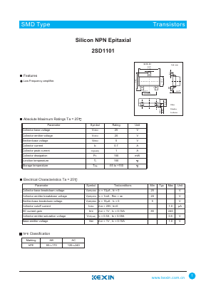 2SD1101 Datasheet PDF KEXIN Industrial