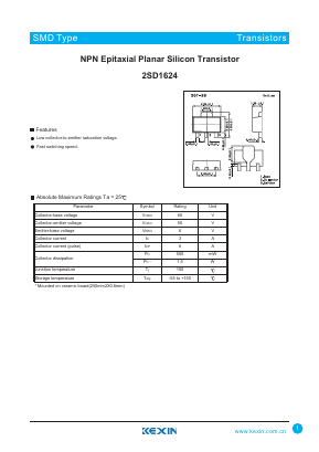 2SD1624 Datasheet PDF KEXIN Industrial