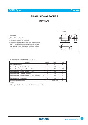 1N4150W Datasheet PDF KEXIN Industrial
