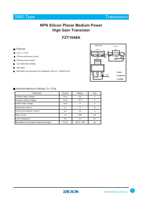 FZT1048A Datasheet PDF KEXIN Industrial
