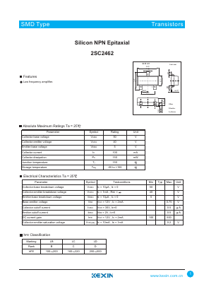 2SC2462 Datasheet PDF KEXIN Industrial