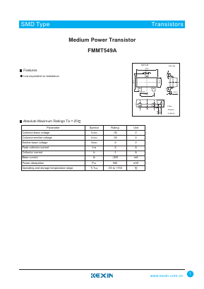 FMMT549A Datasheet PDF KEXIN Industrial