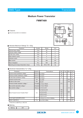 FMMT489 Datasheet PDF KEXIN Industrial