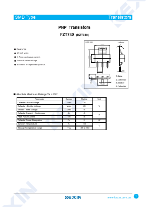 KZT749 Datasheet PDF KEXIN Industrial