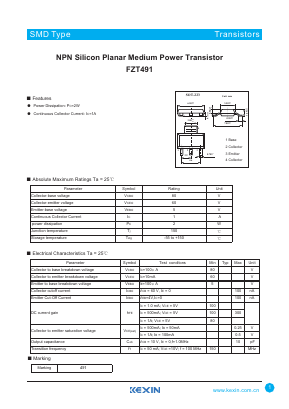 FZT491 Datasheet PDF KEXIN Industrial