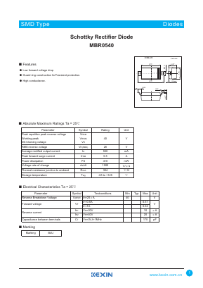 MBR0540 Datasheet PDF KEXIN Industrial
