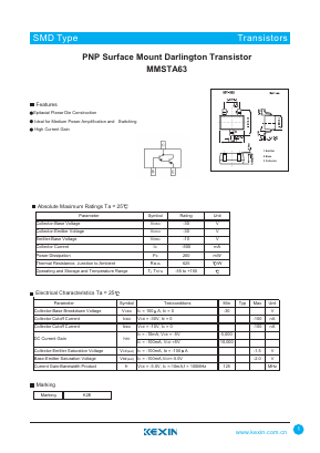 MMSTA63 Datasheet PDF KEXIN Industrial