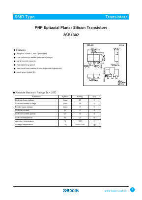 2SB1302 Datasheet PDF KEXIN Industrial