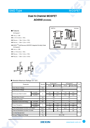 AO4940 Datasheet PDF KEXIN Industrial