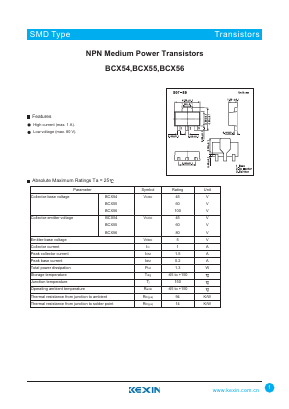 BCX56-16 Datasheet PDF KEXIN Industrial