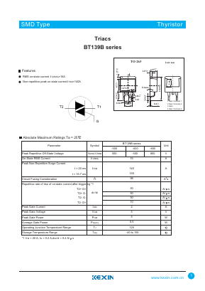BT139B-800G Datasheet PDF KEXIN Industrial