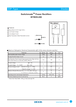 BYW29-200 Datasheet PDF KEXIN Industrial