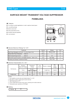 P4SMAJ40A Datasheet PDF KEXIN Industrial