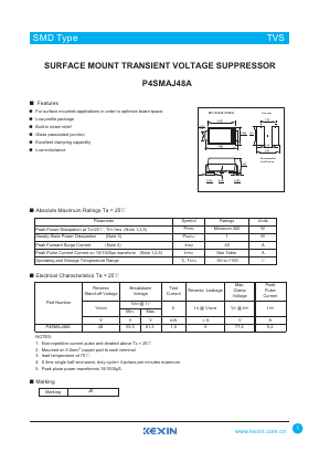 P4SMAJ48A Datasheet PDF KEXIN Industrial