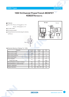 FDB2570 Datasheet PDF KEXIN Industrial