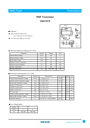 2SA1015 Datasheet PDF KEXIN Industrial