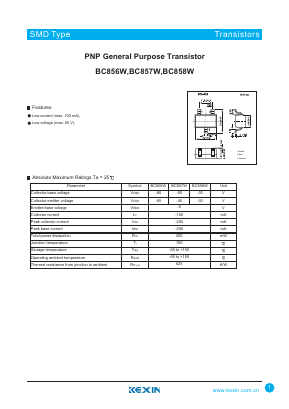 BC858W Datasheet PDF KEXIN Industrial
