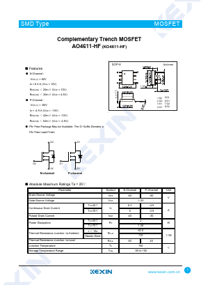 AO4611-HF Datasheet PDF KEXIN Industrial