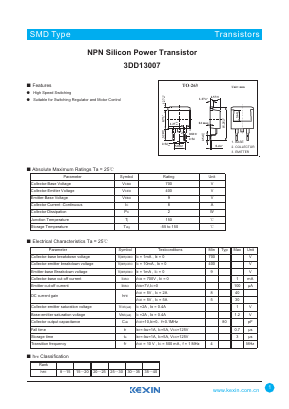 3DD13007 Datasheet PDF KEXIN Industrial