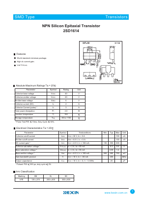 2SD1614 Datasheet PDF KEXIN Industrial