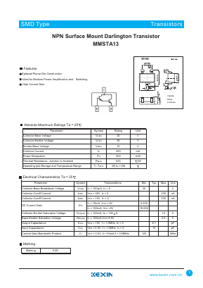 MMSTA13 Datasheet PDF KEXIN Industrial