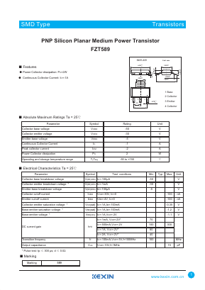 FZT589 Datasheet PDF KEXIN Industrial