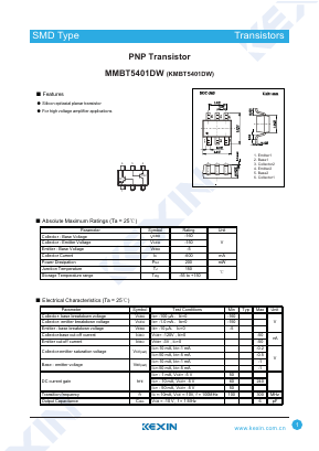 KMBT5401DW Datasheet PDF KEXIN Industrial