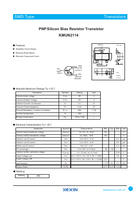 KMUN2114 Datasheet PDF KEXIN Industrial
