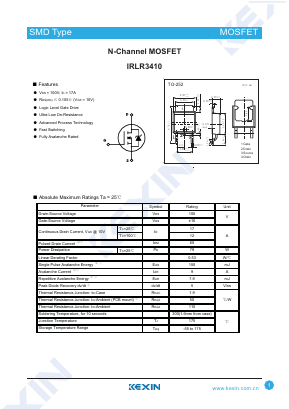 IRLR3410 Datasheet PDF KEXIN Industrial