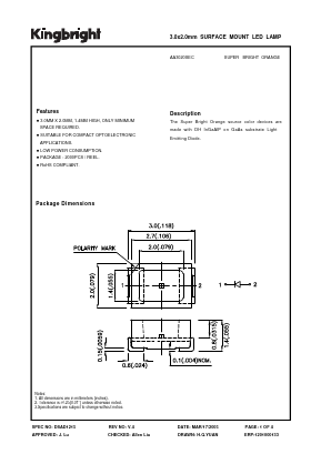 AA3020SEC Datasheet PDF Kingbright
