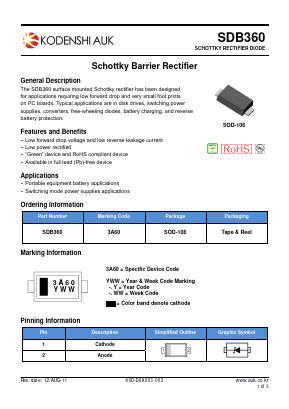 SDB360-1 Datasheet PDF Kodenshi Auk Co., LTD