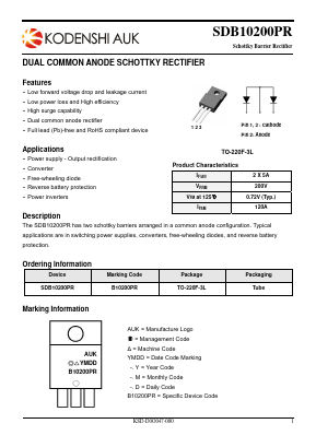 B10200PR Datasheet PDF Kodenshi Auk Co., LTD