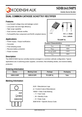 SDB16150PI Datasheet PDF Kodenshi Auk Co., LTD