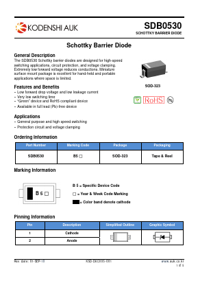 SDB0530 Datasheet PDF Kodenshi Auk Co., LTD