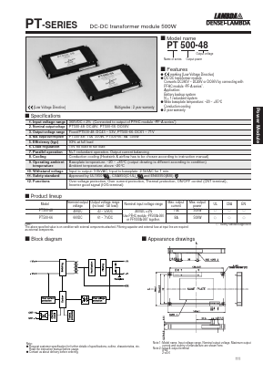 PT500-48 Datasheet PDF DENSEI-LAMBDA