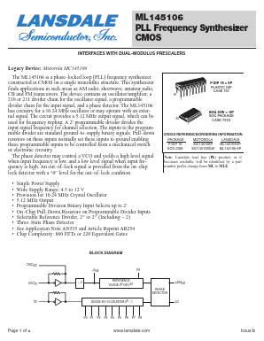 ML145106-6P Datasheet PDF LANSDALE Semiconductor Inc.