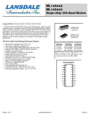 ML145442-6P Datasheet PDF LANSDALE Semiconductor Inc.