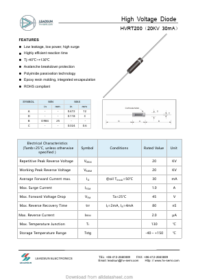 HVRT200 Datasheet PDF Anshan Leadsun Electronics Co., Ltd