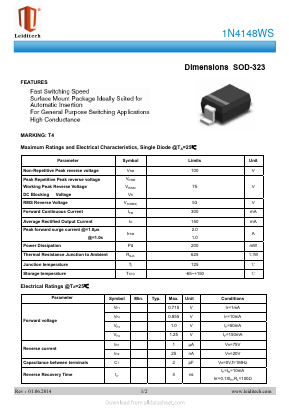 1N4148WS Datasheet PDF Shanghai Leiditech Electronic Technology Co., Ltd