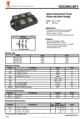 MD200S16P3 Datasheet PDF Shanghai Leiditech Electronic Technology Co., Ltd
