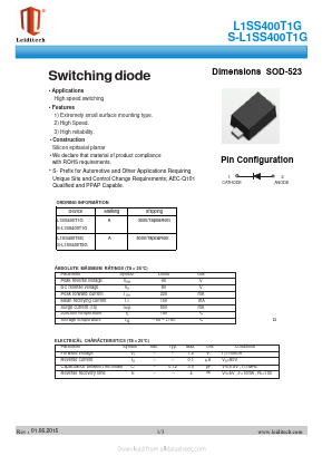 L1SS400T1G Datasheet PDF Shanghai Leiditech Electronic Technology Co., Ltd