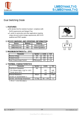 LMBD7000LT1G Datasheet PDF Shanghai Leiditech Electronic Technology Co., Ltd