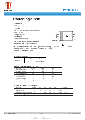 P1N4148CS Datasheet PDF Shanghai Leiditech Electronic Technology Co., Ltd